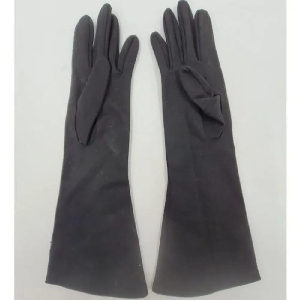 Van‎ Raalte Vintage Black Embroidered Eyelet Ladies Coat Length Dress Gloves